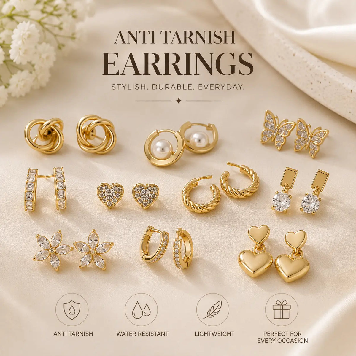 anti tarnish earrings