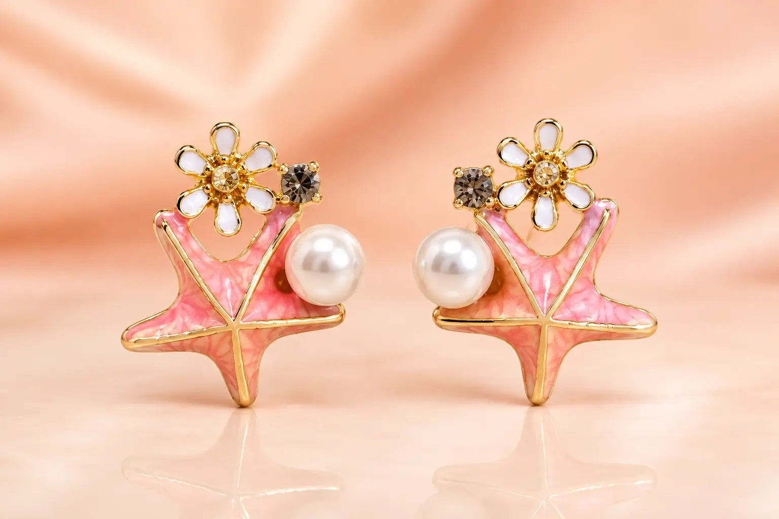 Blush Pearl Starflower Stud Earrings