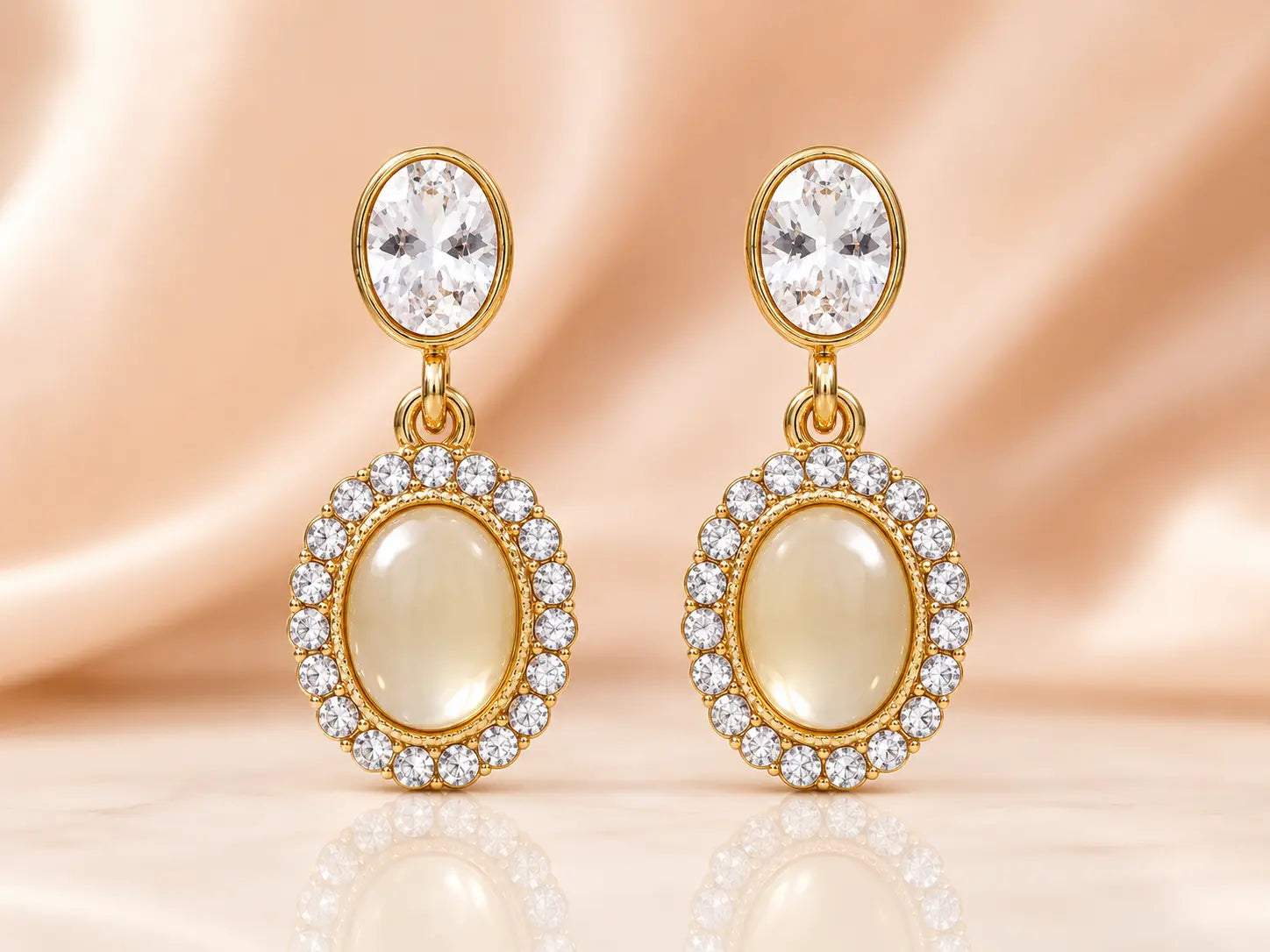 Celeste Halo Pearl Drop Earrings