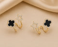 Celestial Clover Anti Tarnish Open Hoop Earrings
