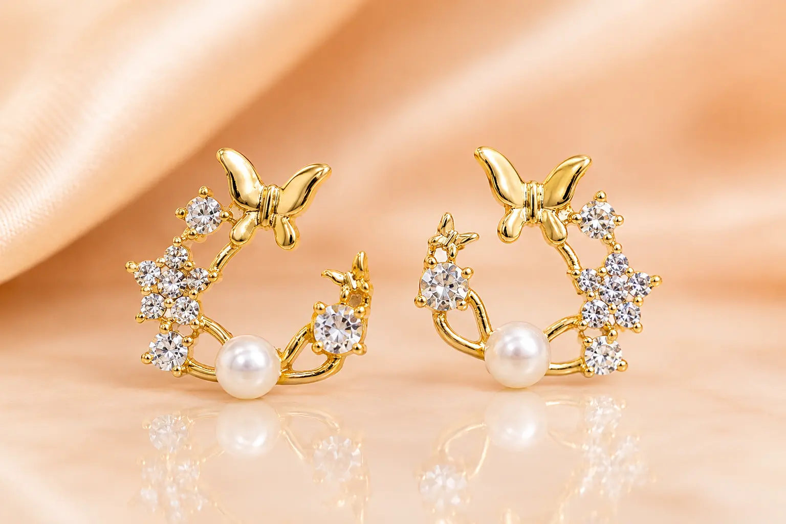 Celestia Pearl Butterfly Halo Studs