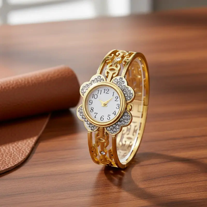Floral Crystal Anti Tarnish Watch Bracelet