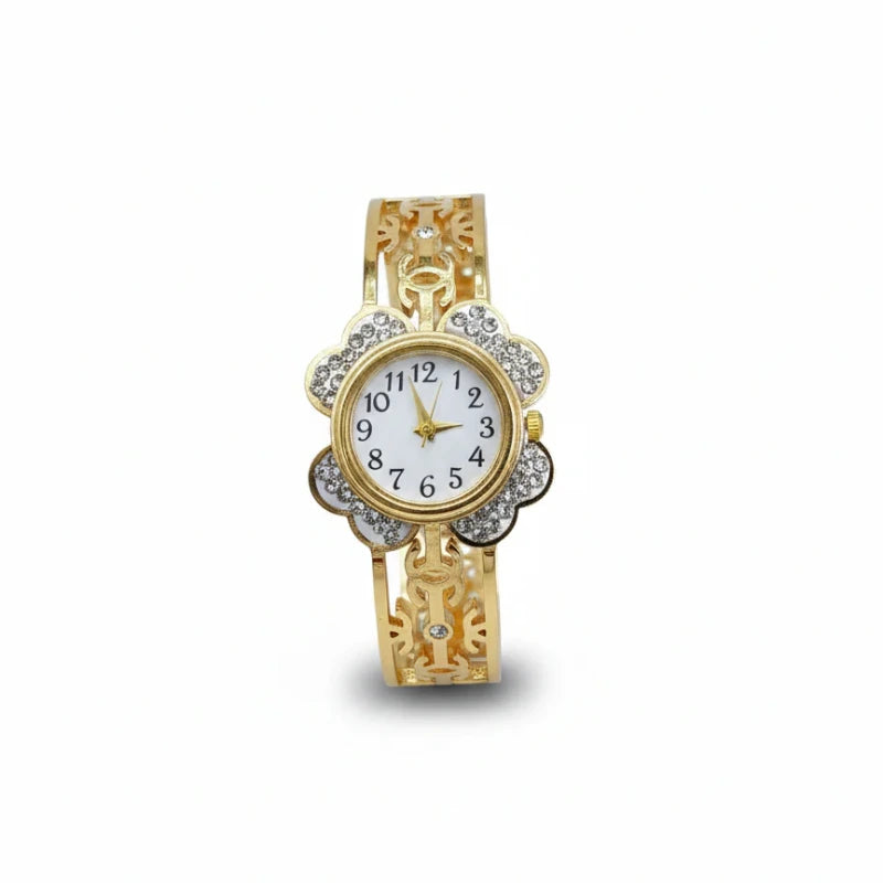 Floral Crystal Anti Tarnish Watch Bracelet