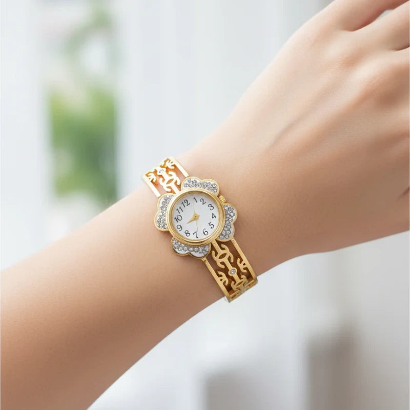 Floral Crystal Anti Tarnish Watch Bracelet
