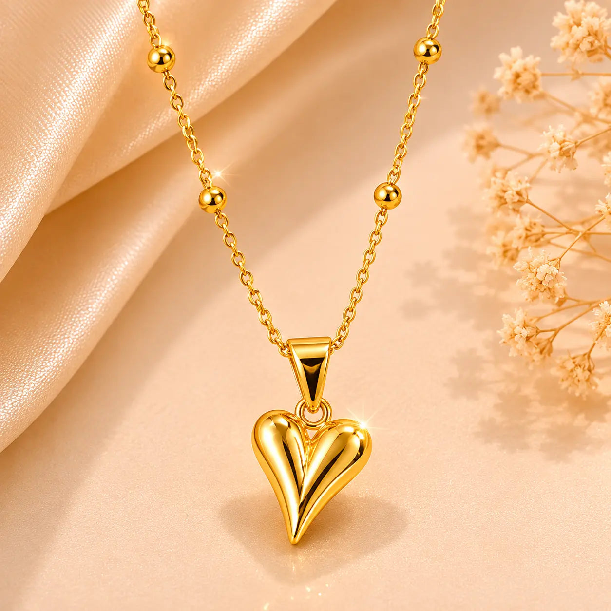 Golden Heart Anti Tarnish Pendant Necklace