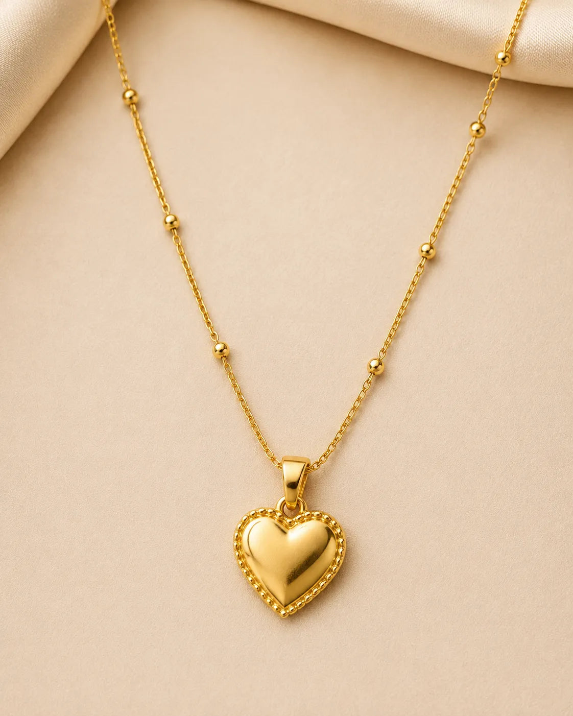 Golden Heart Charm Anti Tarnish Necklace