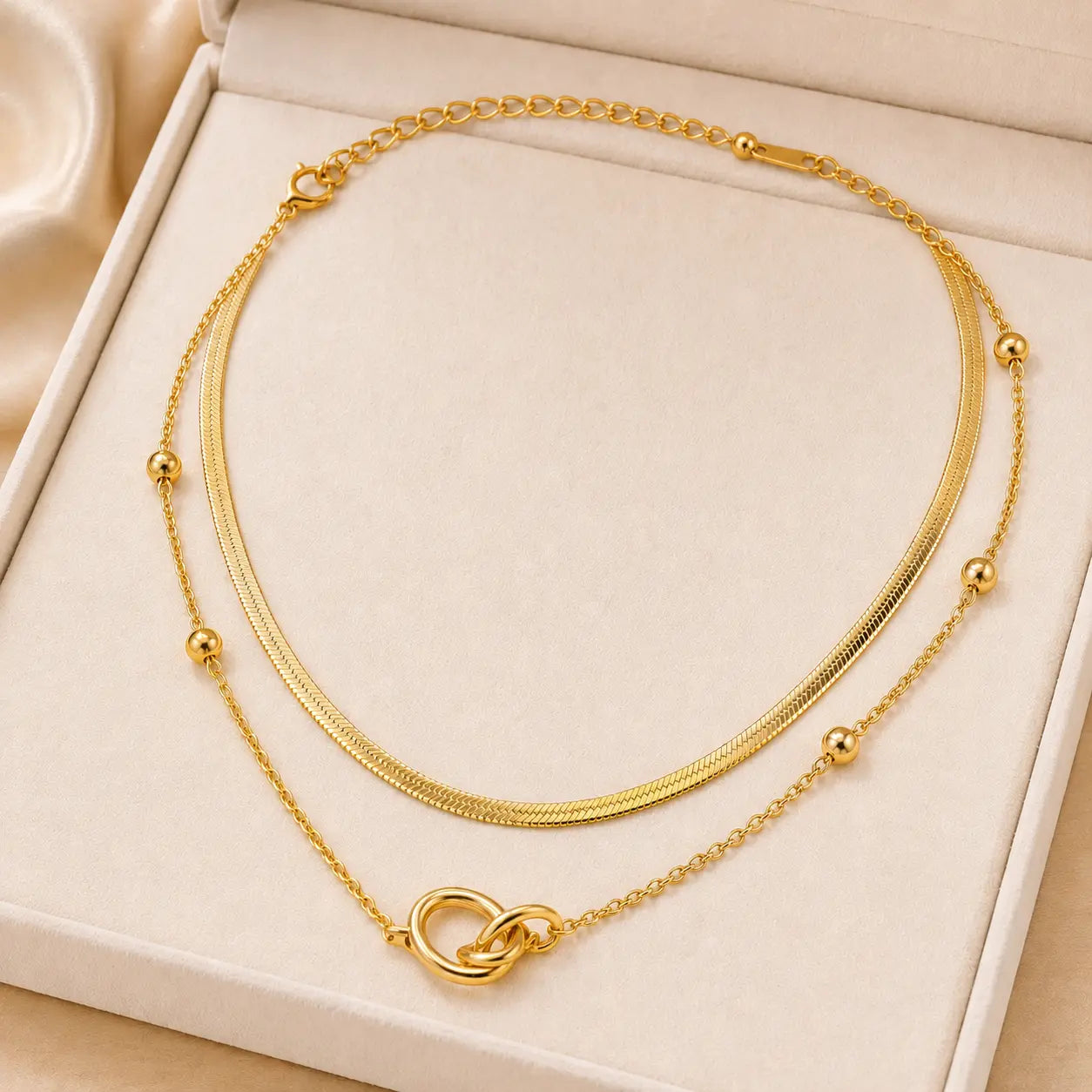 Golden Knot Layered Anti Tarnish Necklace