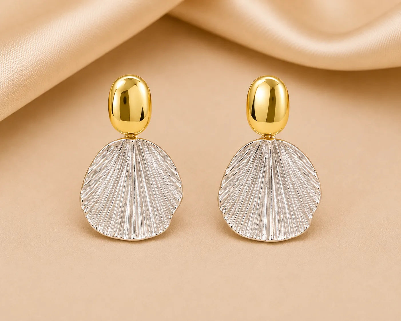 Golden Shell Anti Tarnish Statement Earrings
