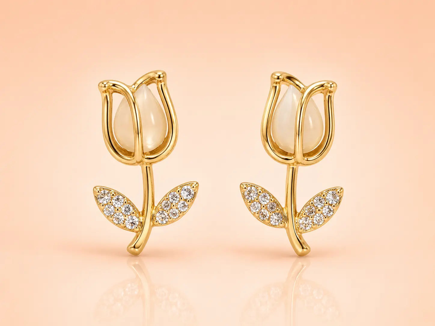 Golden Tulip Crystal Anti Tarnish Earrings