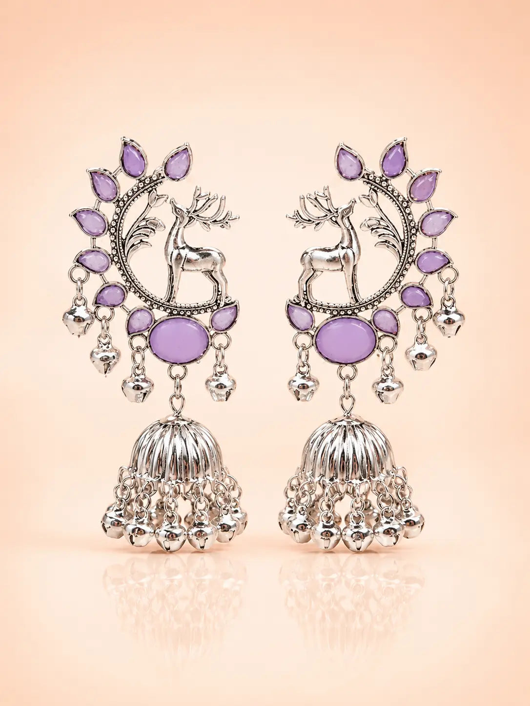 Lavender Deer Kashmiri Jhumka Earrings