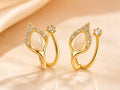 Luna Leaf Crystal Open Hoop Earrings
