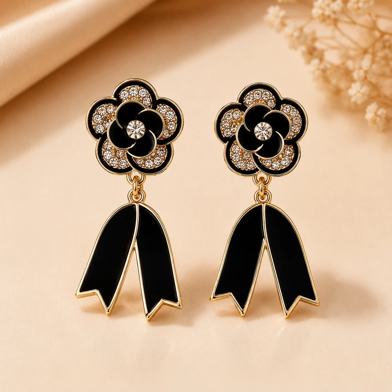 Midnight Bloom Anti Tarnish Drop Earrings