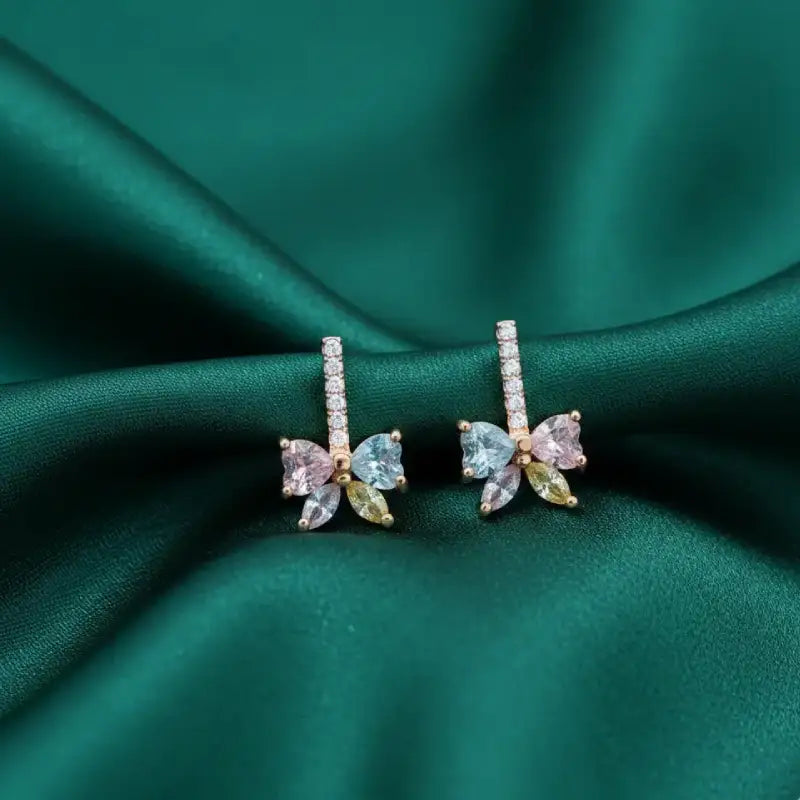 multicolor stud butterfly anti tarnish earrings