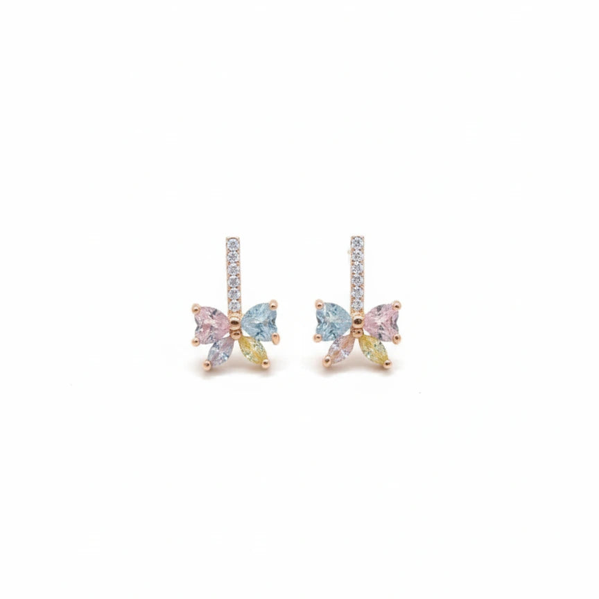 multicolor stud butterfly anti tarnish earrings