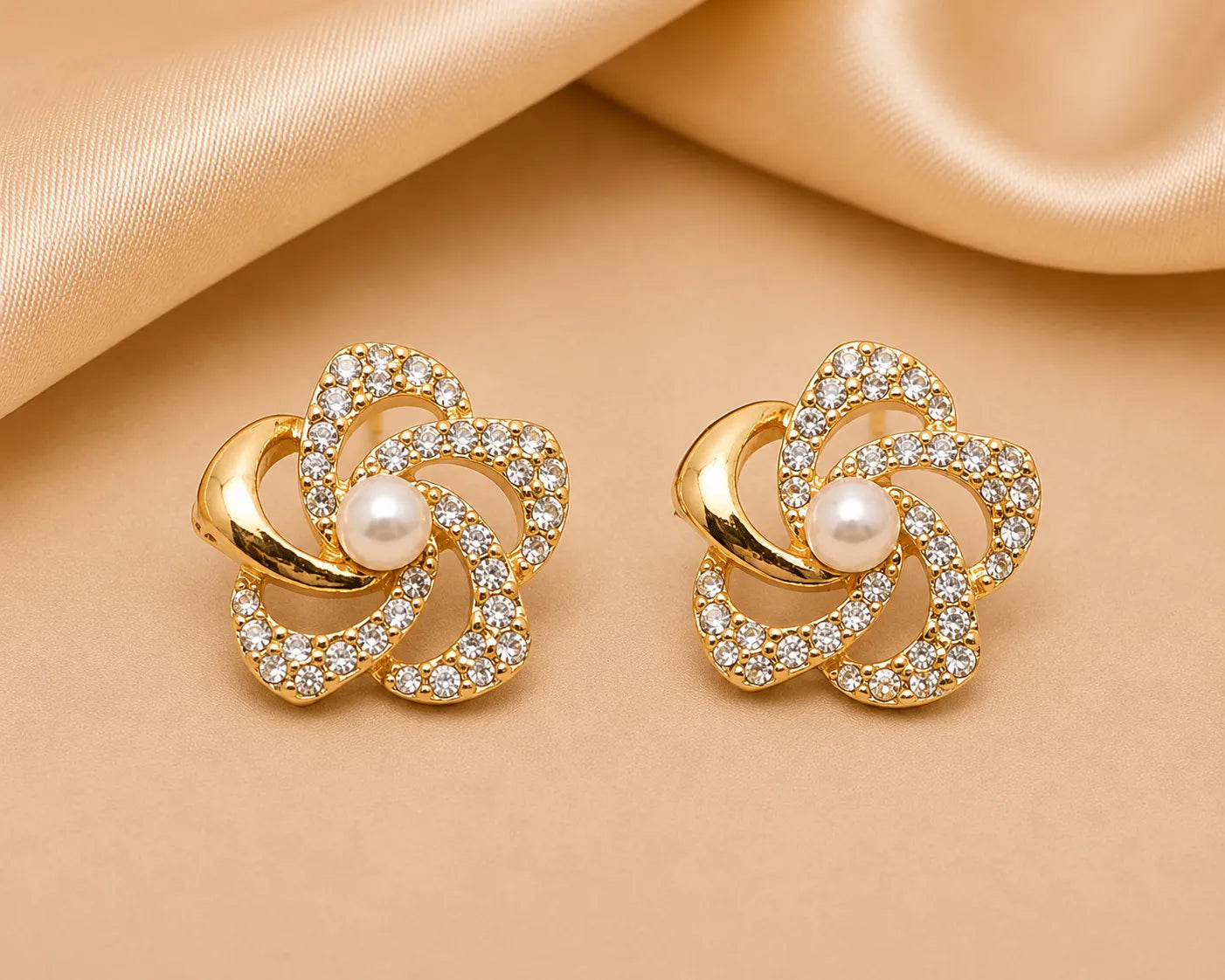 Pearl Bloom Anti Tarnish Floral Stud Earrings