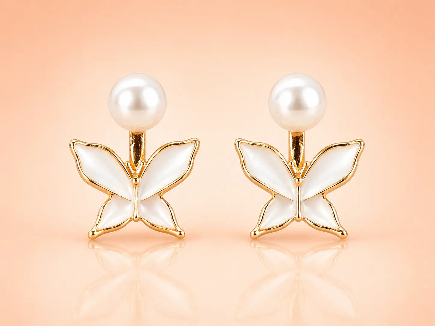 Pearl Flutter Anti Tarnish Butterfly Earrings