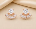 Rose Crystal Fan Anti Tarnish Stud Earrings