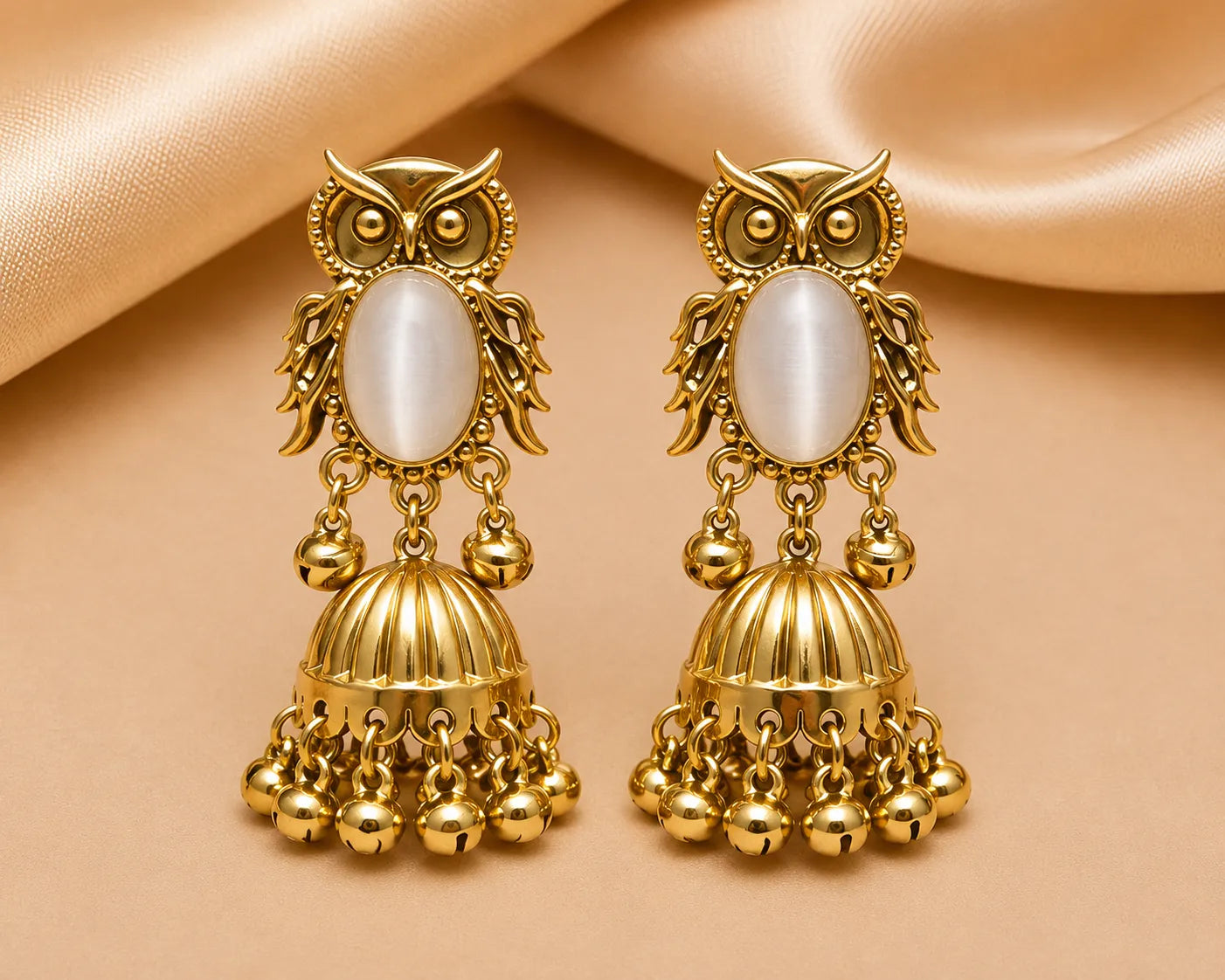 Royal Owl Anti Tarnish Jhumka Earrings